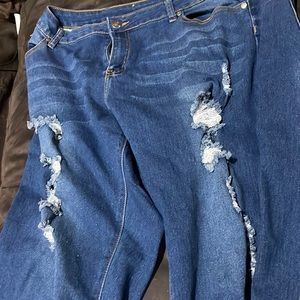 Blue distressed jeans